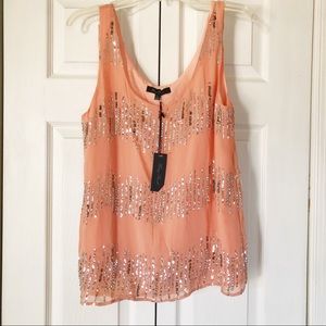 NWT Peach Sequin Blouse